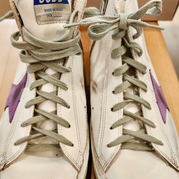 GOLDEN GOOSE FRANCY CLASSIC  HIGH TOP SIZE 8  WHITE/LAVENDER/FUXIA - Picture 4 of 16